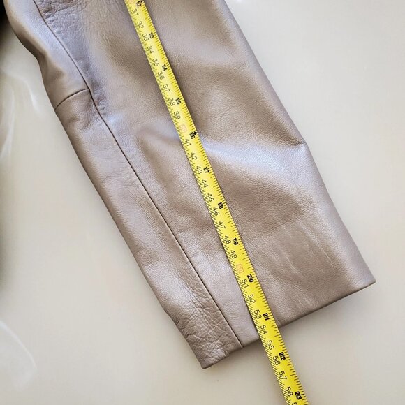 Revue Metallic Gold Lamb Skin Lined Full Zip Leather Jacket 90's Y2K Small - Picture 12 of 16